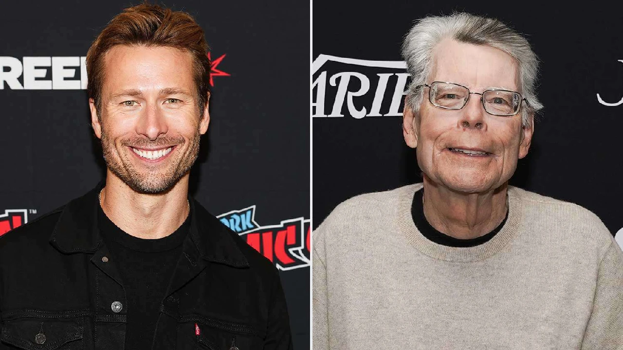 Glen Powell with Stephen King for The Running Man 2025